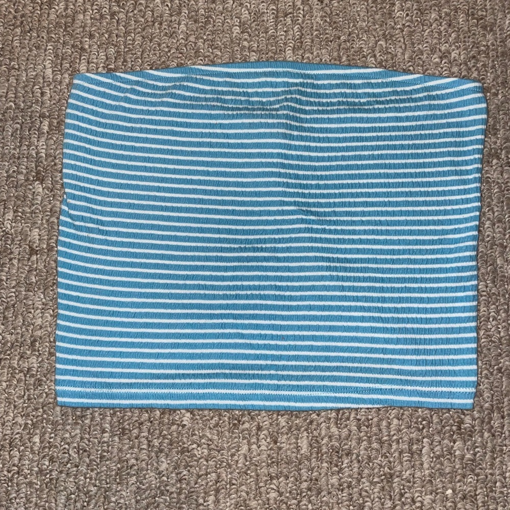 💙 American Eagle Blue and White Stripe Ribbed TubeTop